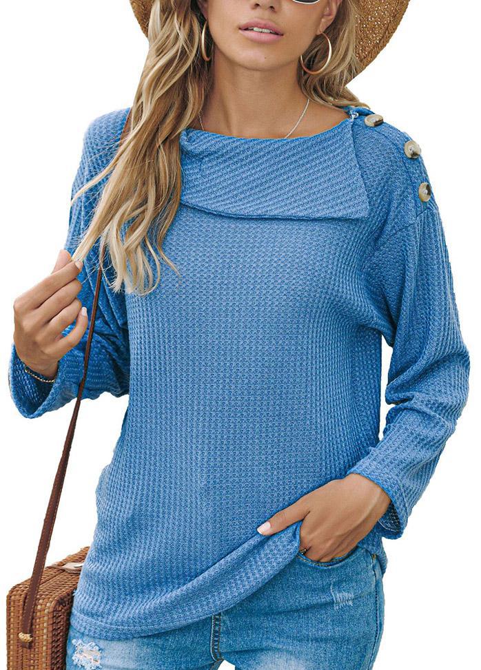 Button Long Sleeve Round Neck Shirt