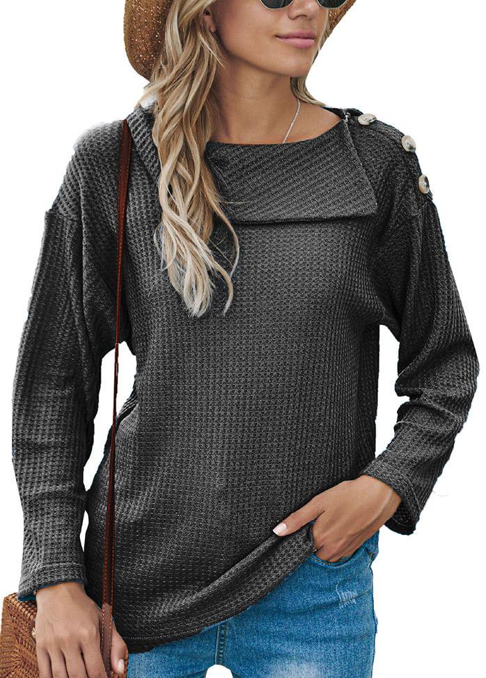 Button Long Sleeve Round Neck Shirt