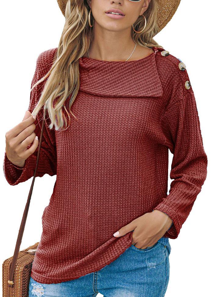 Button Long Sleeve Round Neck Shirt