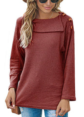 Button Long Sleeve Round Neck Shirt