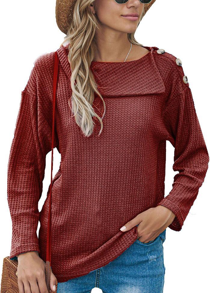 Button Long Sleeve Round Neck Shirt