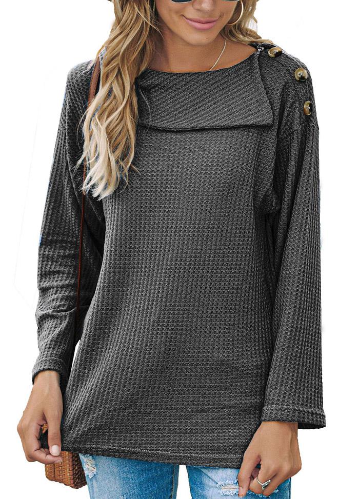 Button Long Sleeve Round Neck Shirt