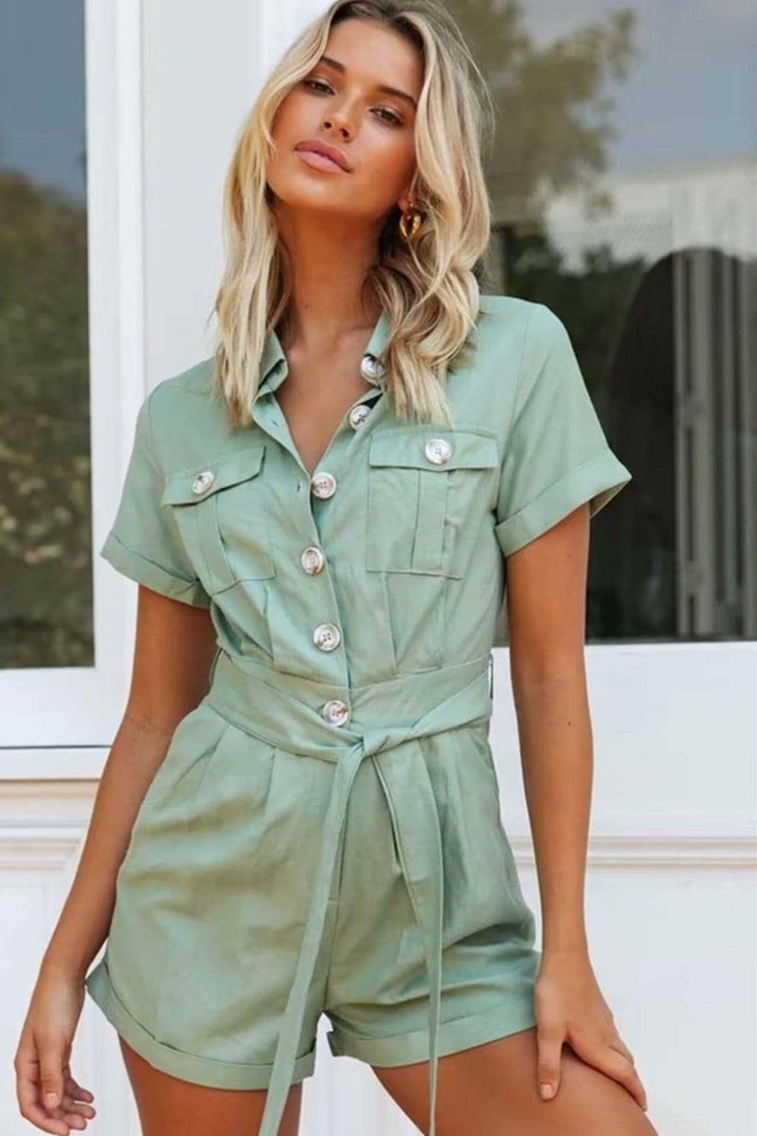 Boho Jumpsuit, Boho Romper, Playsuit, Sage