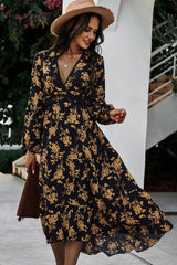 Boho Maxi Dress, Vintage Dress, Black Gold Rose