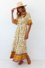 Boho Maxi Dress, Sundress, Yellow Cassia