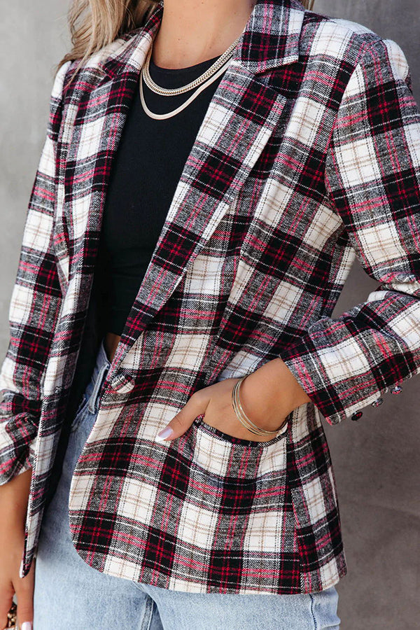 Cabin Cutie Pocketed Plaid Blazer