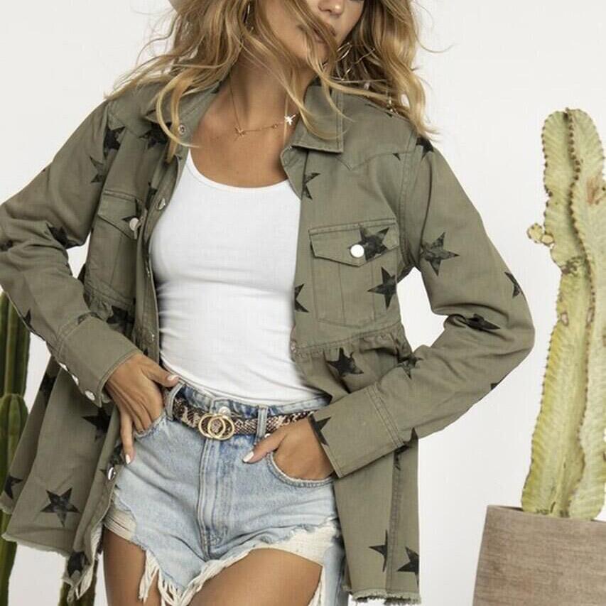 Casual Button Down Drawstring Waist Jacket