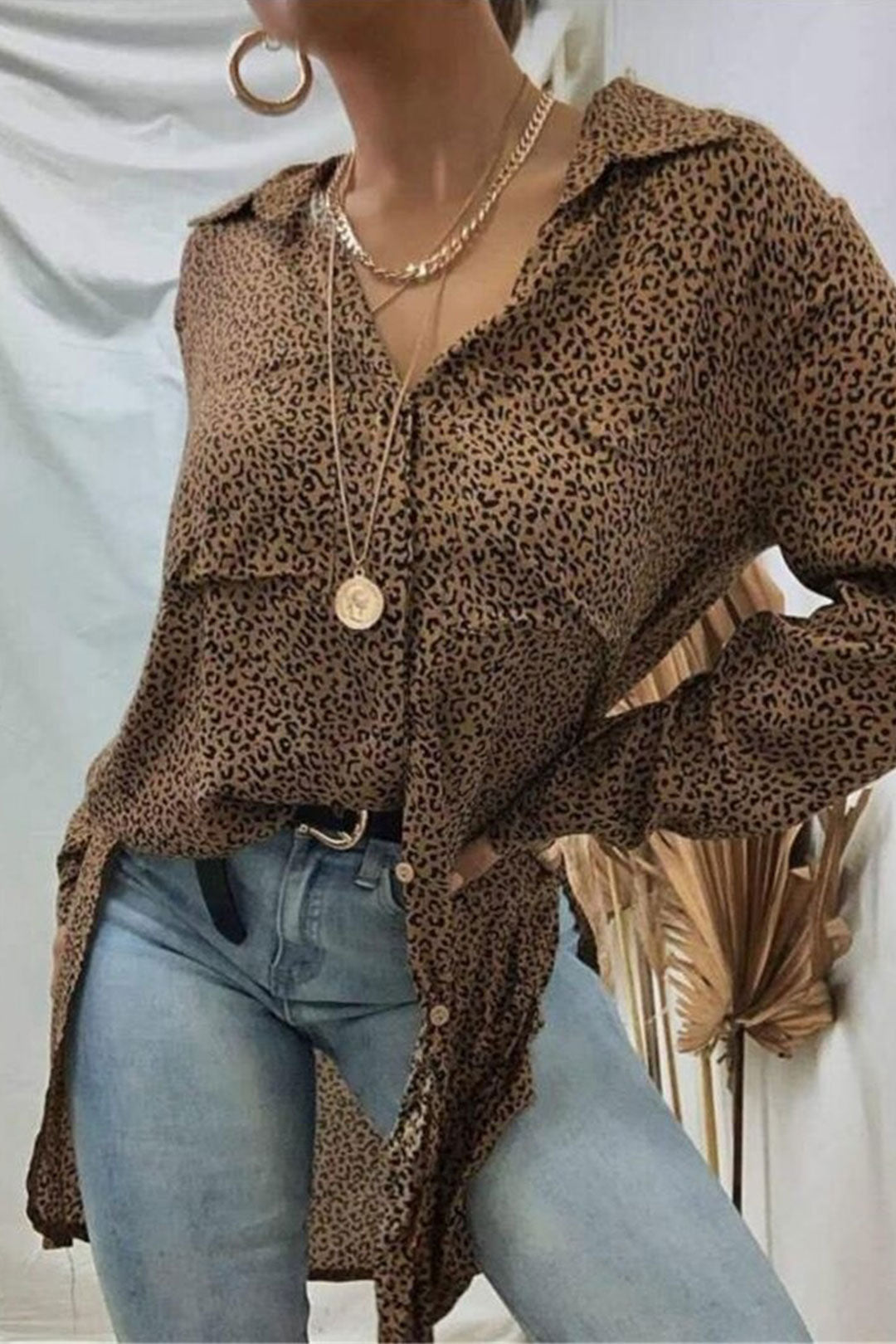 Boho Tops for Women, Boho Tops for Women, Boho Blouse, Leopard Brown Rockwood Tiger