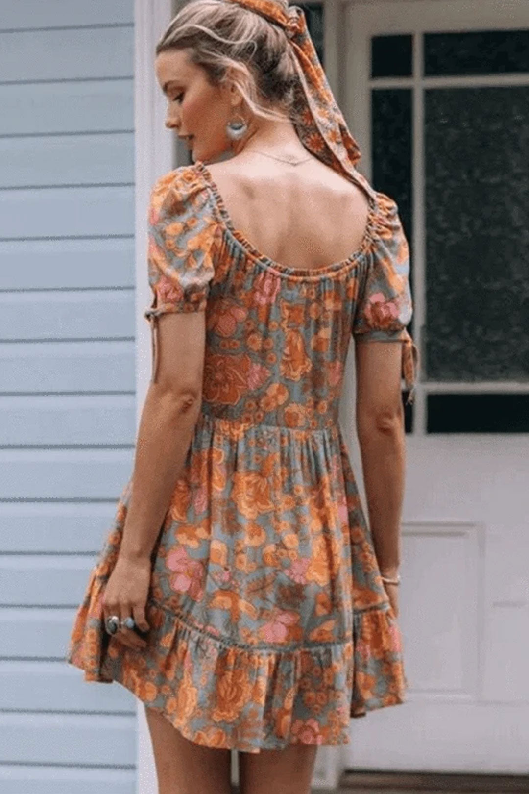 Boho Mini Dress Sundress, De Rosa Vintage Orange