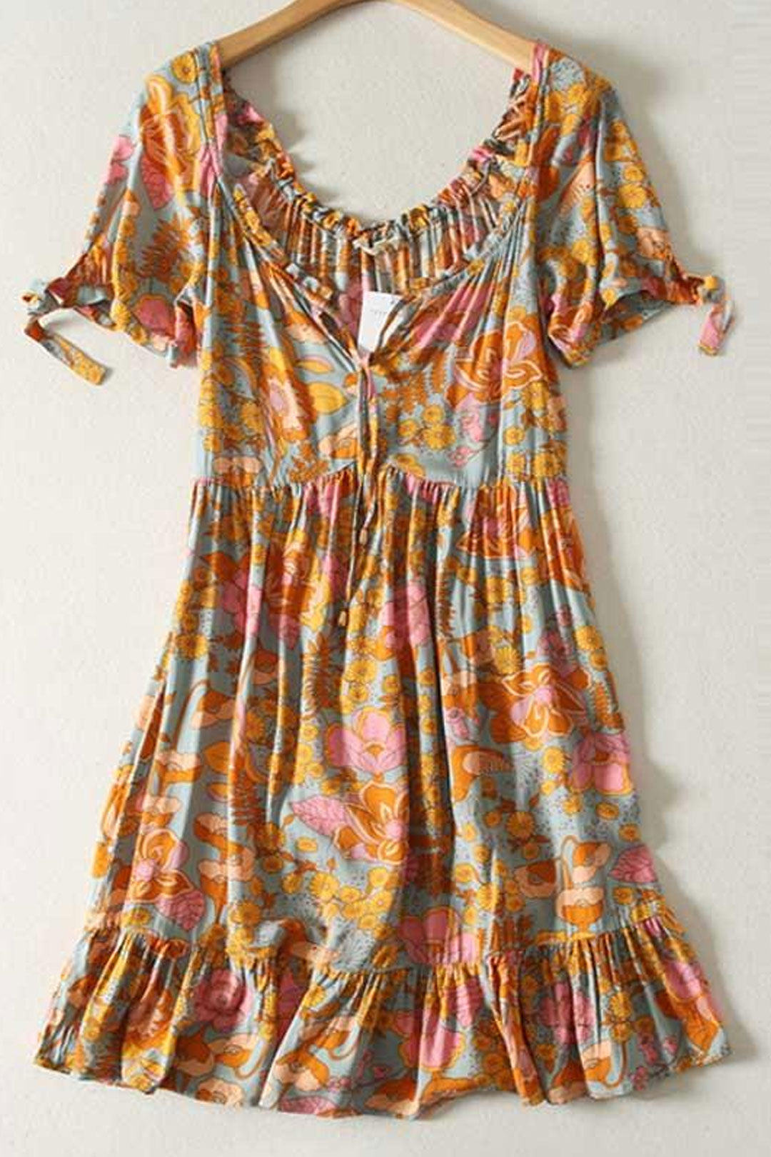 Boho Mini Dress Sundress, De Rosa Vintage Orange