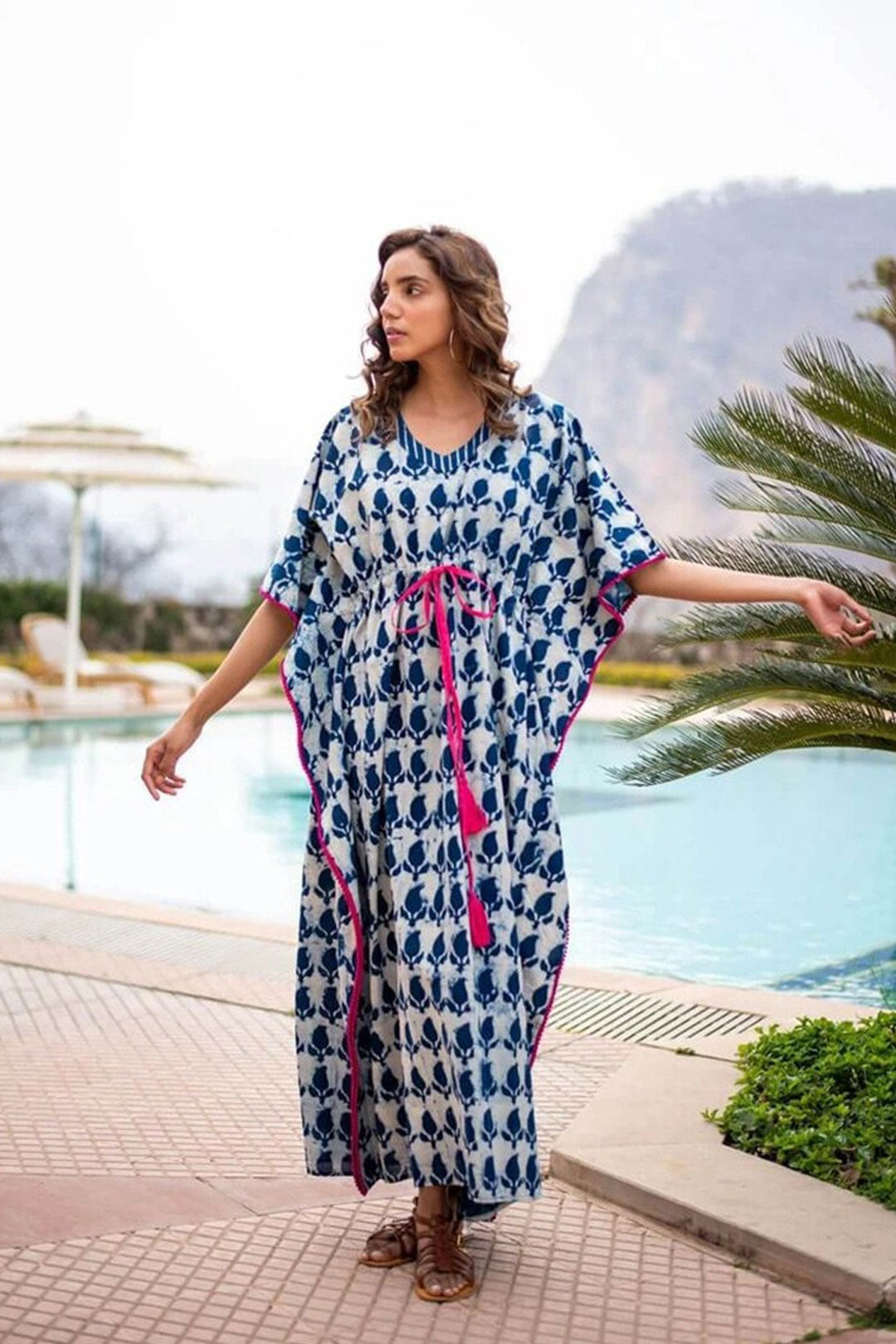 Beach Dress, Maxi Boho Dress, Kaftan Dress, Kimono Dress, Blue Indigo Ava