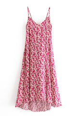 Boho Mini Dress Strappy Sundress, Pink Orchid