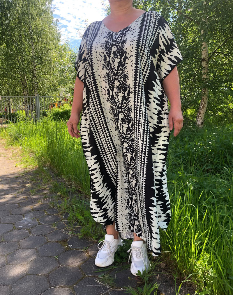 Beach Dress, Cover up Dress,, Kaftan Dress, Black Tie Dye Print