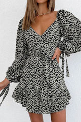 Boho Mini Dress Vintage Dress, Leandra Leopard