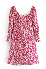 Boho Mini Dress Off  Shoulder Sundress, Pink Orchid