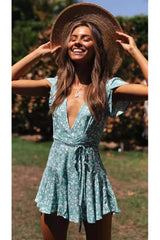 Boho Mini Dress Sundress, Ione in Blue