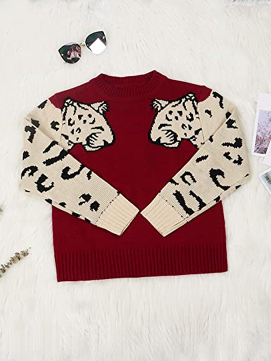 Casual Animal Print Sweater