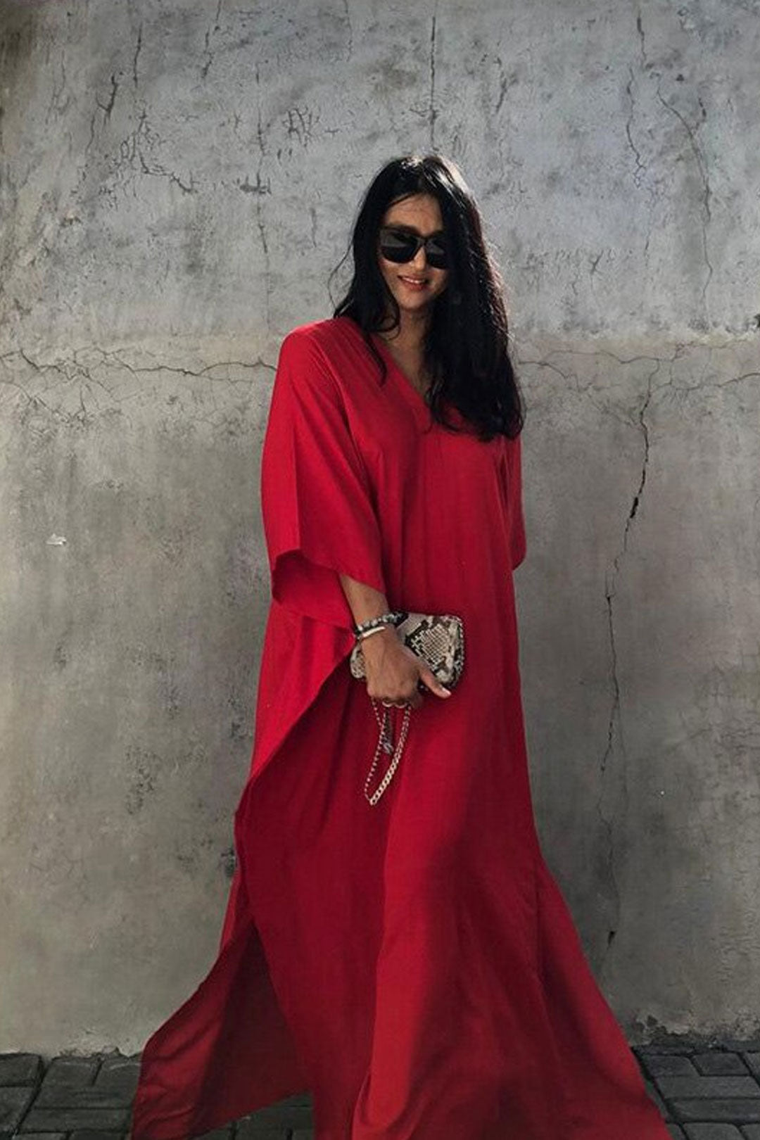 Beach Dress, Maxi Boho Dress, Kaftan Dress, Red Isla