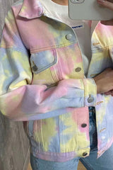 Boho Jacket, Tie Dye Denim Jacket in Candy