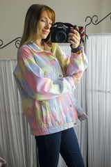 Boho Jacket, Tie Dye Denim Jacket in Candy