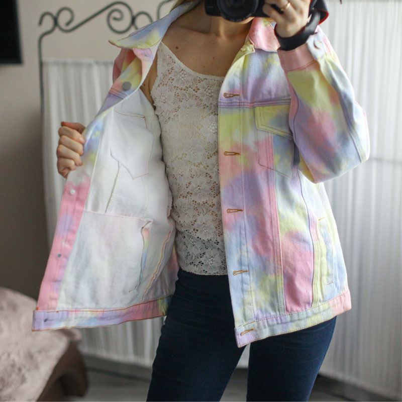 Boho Jacket, Tie Dye Denim Jacket in Candy