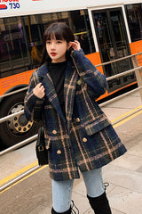 Boho Coat, Vintage Plaid Wool Coat Nellie