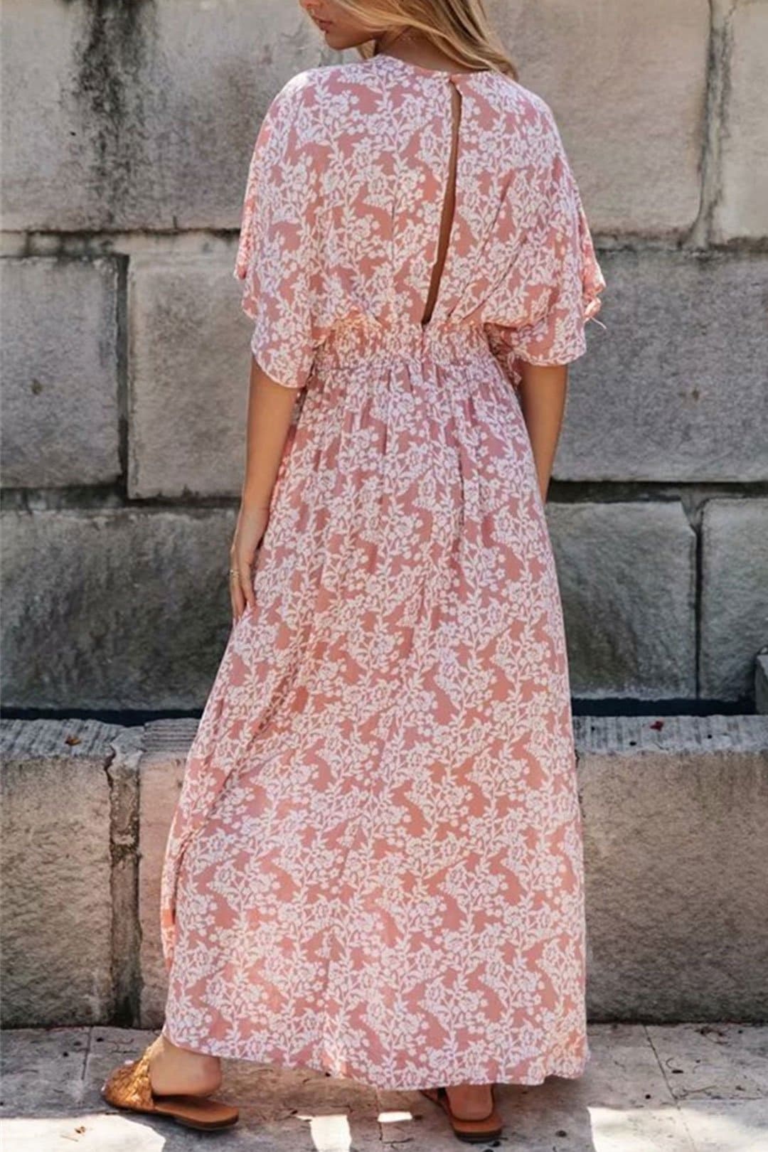 Boho Maxi Dress, Sundress, Wild Floral Vintage Pink Oroslavje