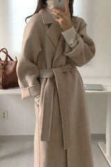 Winter Coat, Wool Coat, Long Wool Coat Women, Robe Coat Reina in Beige