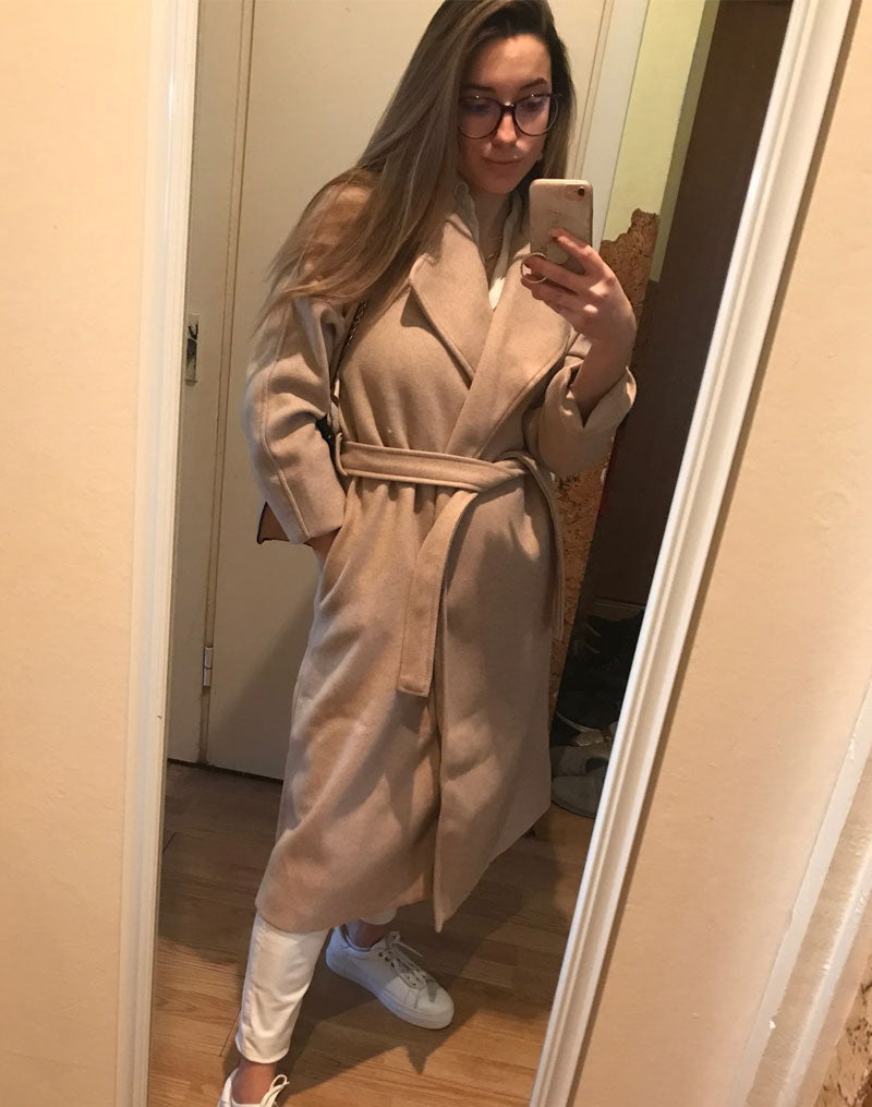 Winter Coat, Wool Coat, Long Wool Coat Women, Robe Coat Reina in Beige