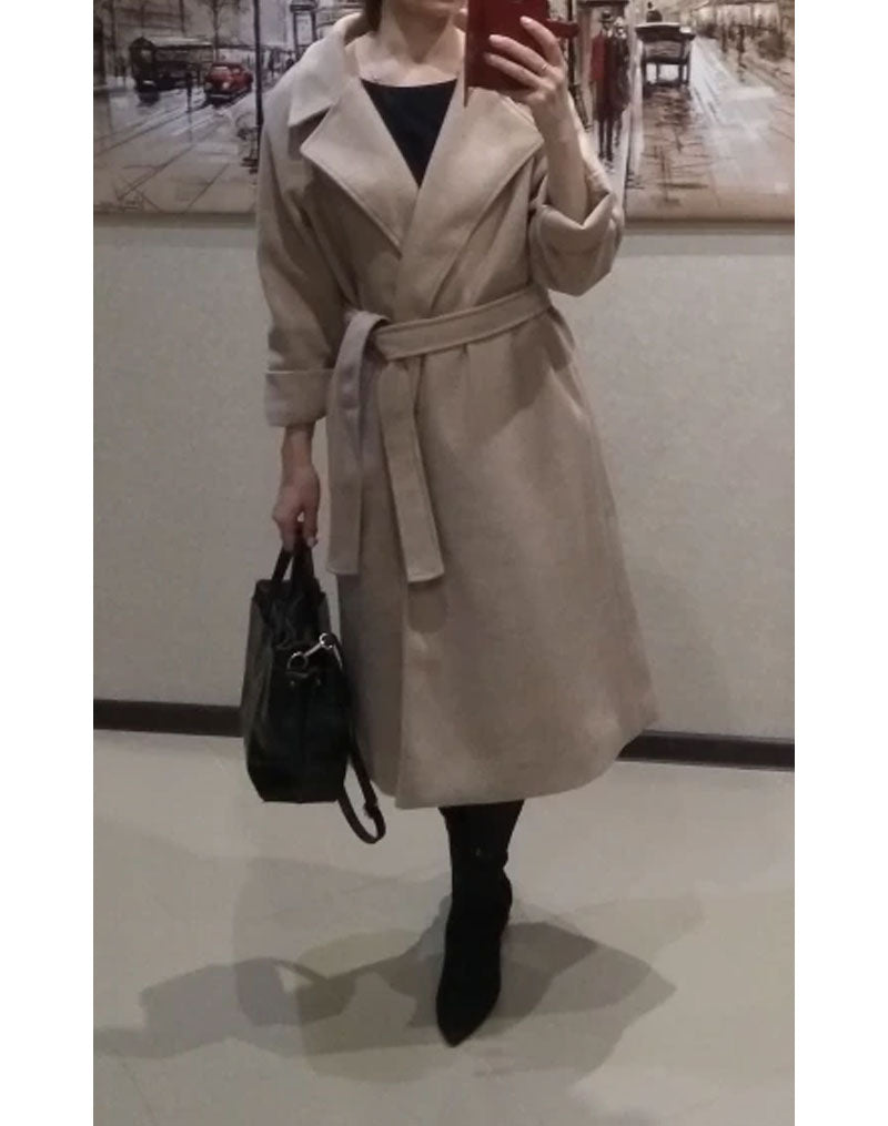 Winter Coat, Wool Coat, Long Wool Coat Women, Robe Coat Reina in Beige