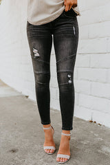 Ripped Slim Fit Black Jeans