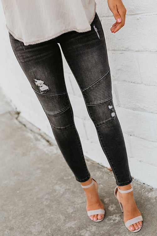 Ripped Slim Fit Black Jeans