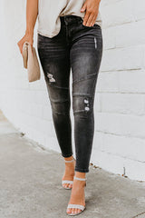 Ripped Slim Fit Black Jeans