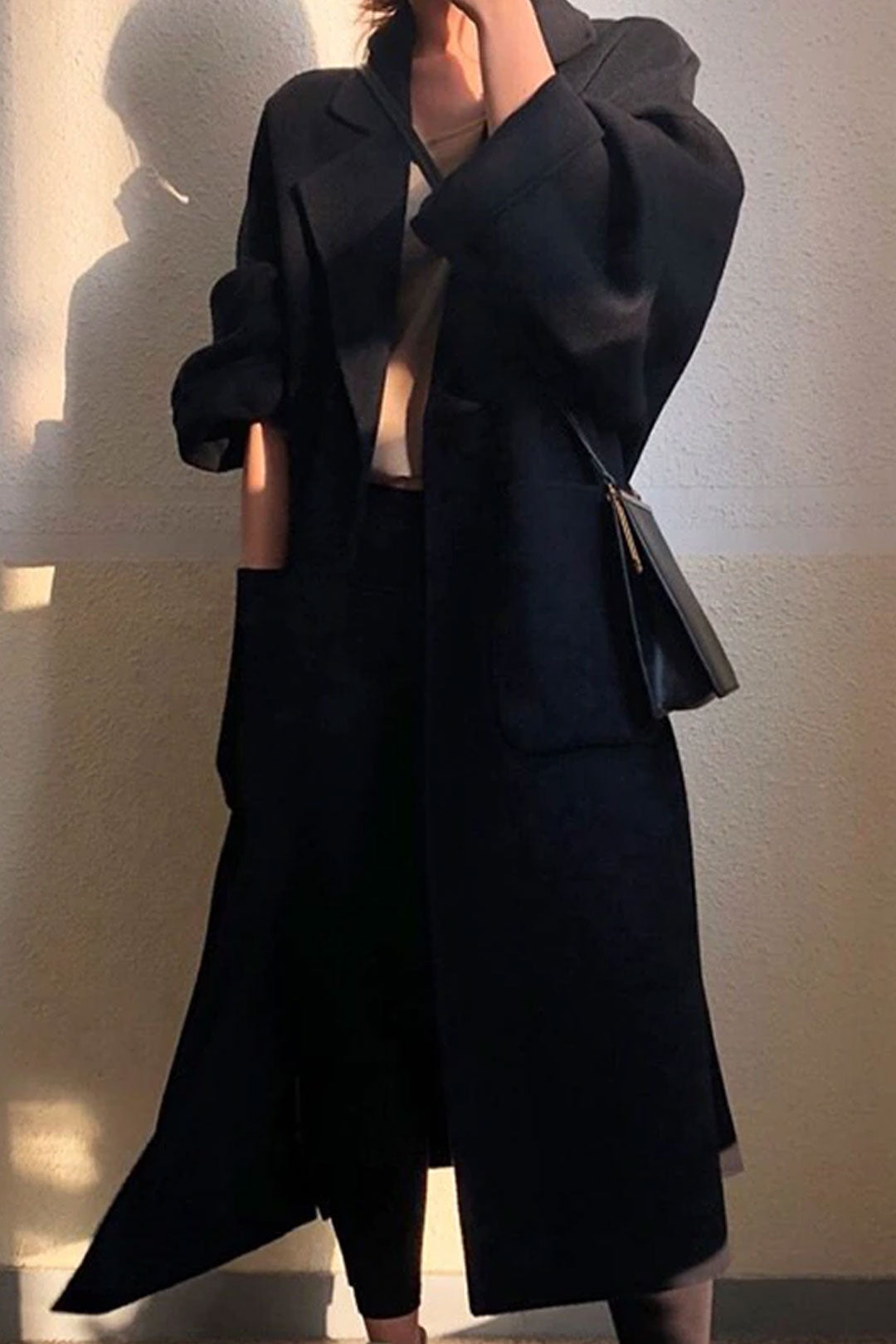 Winter Coat, Wool Coat, Long Wool Coat Women, Robe Coat Reina in Black