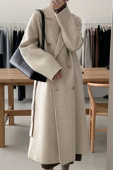 Winter Coat, Wool Coat, Long Wool Coat Women, Robe Coat Isabella  in Beigel and Coffee