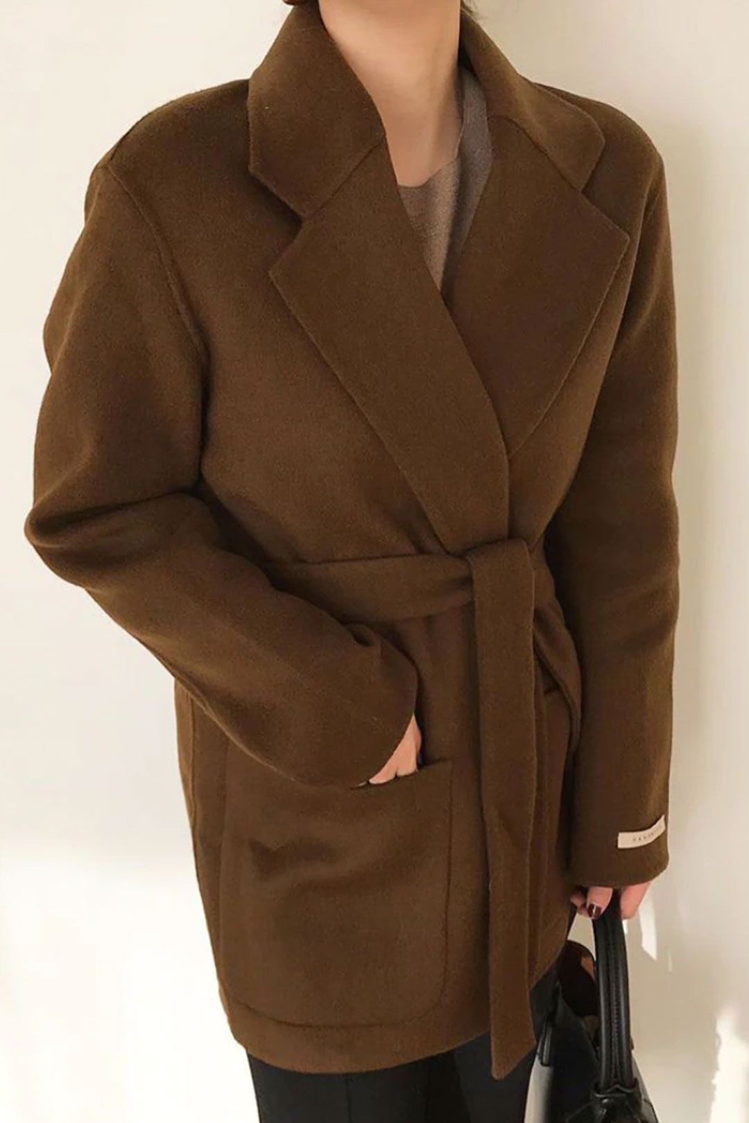 Winter Coat, Wool Coat, Wool Coat Women, Robe Coat Benita  in Coffee and Black