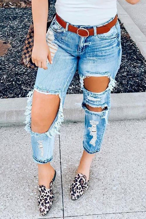 Ripped High Waist Loose Jeans