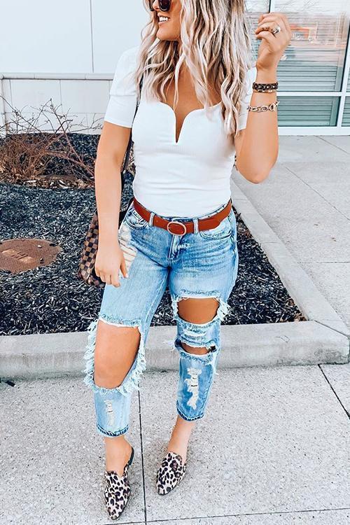 Ripped High Waist Loose Jeans