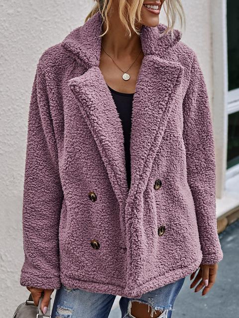 Buttons Polar Fleece Coat With Pocket