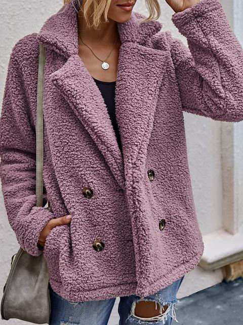 Buttons Polar Fleece Coat With Pocket