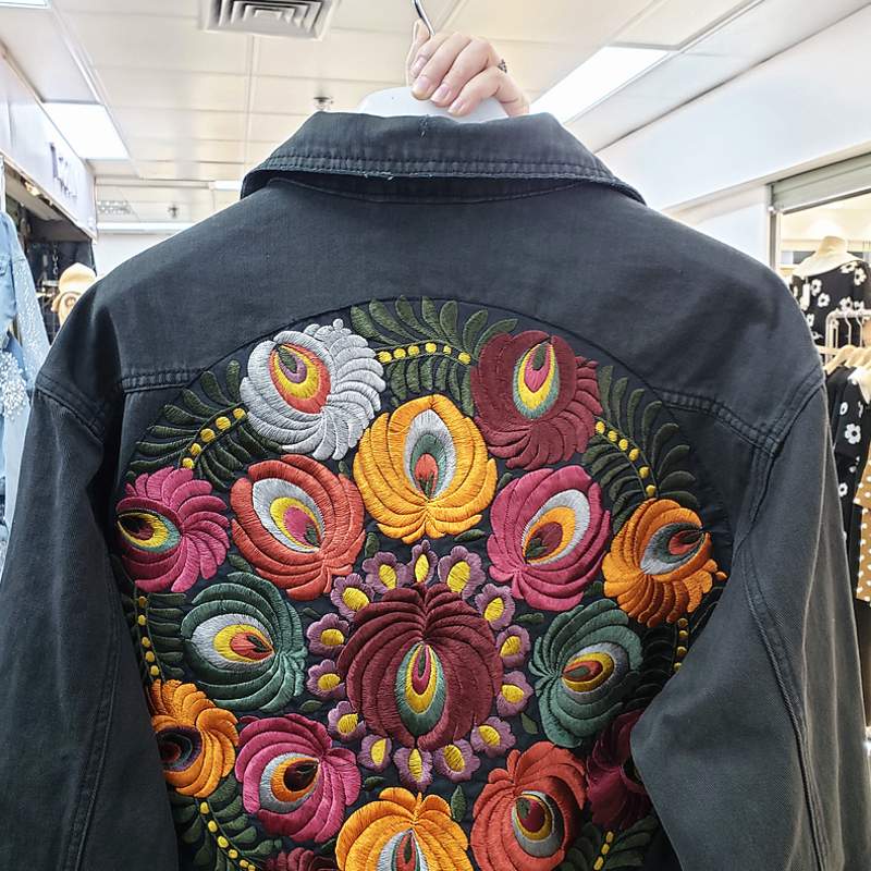 Boho Jacket, Denim Jacket for Women, Floral Embroidery Jacket Marley