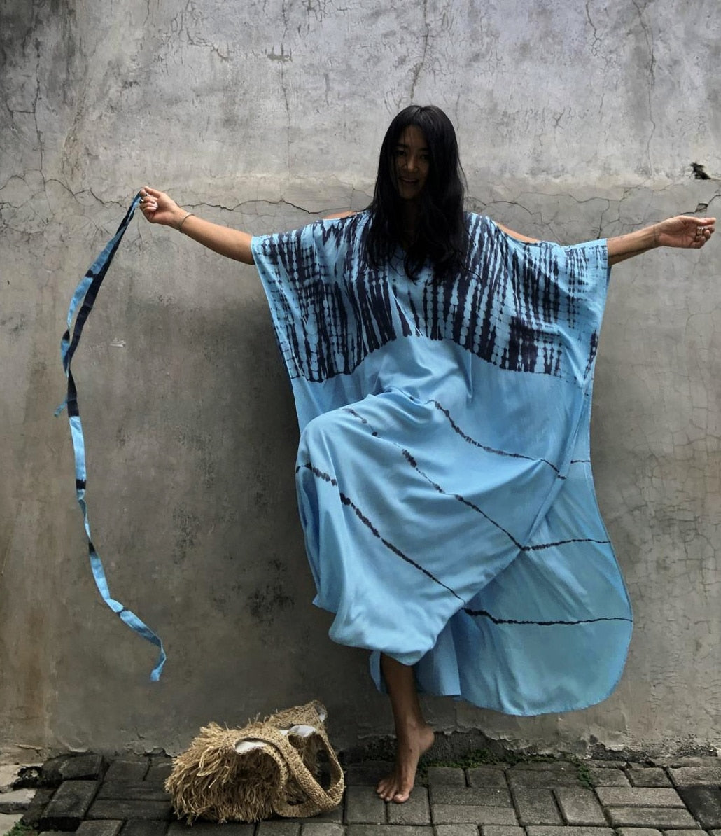 Beach Dress, Cover up Dress,, Kaftan Dress, Black & White Tie Dye Print