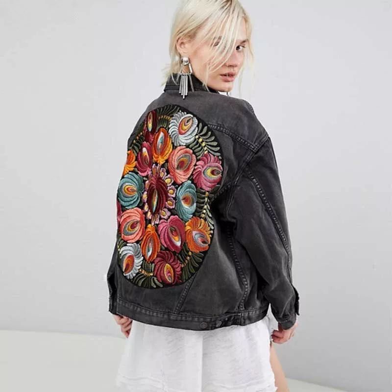 Boho Jacket, Denim Jacket for Women, Floral Embroidery Jacket Marley