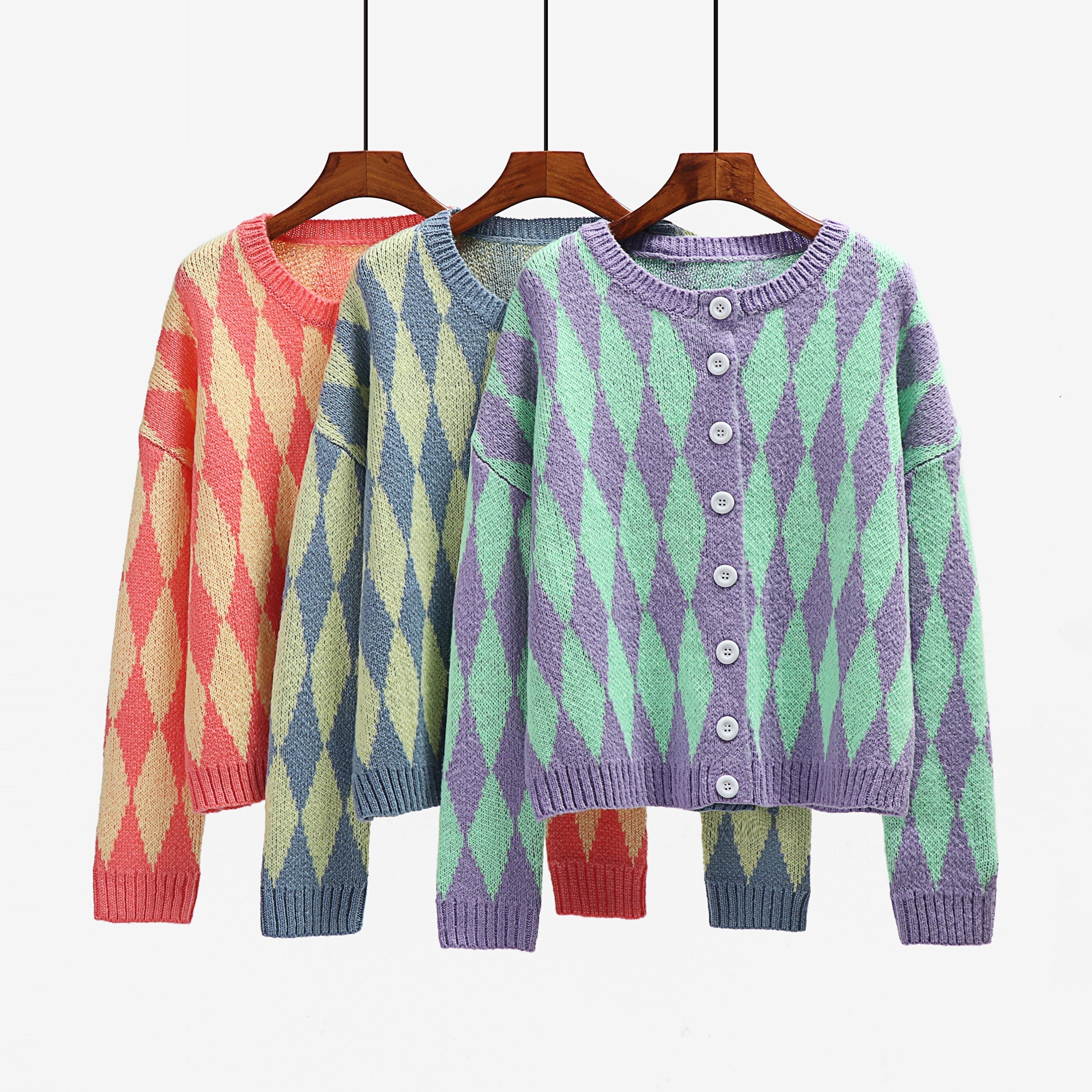 Button Up Tie Dye Knit Long Sleeve Sweater