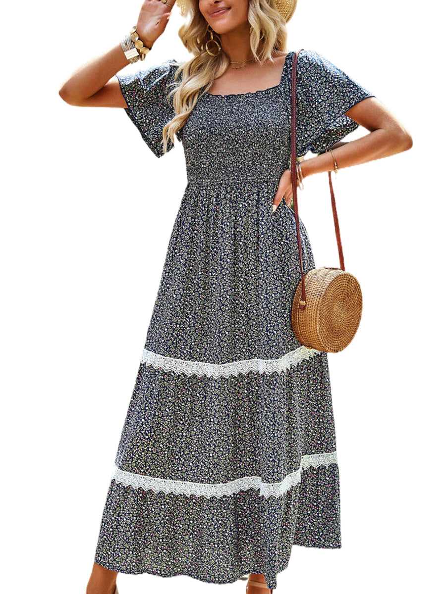 Women's Dresses Temperament Polka Dot Loose Short Sleeved Midi Dress