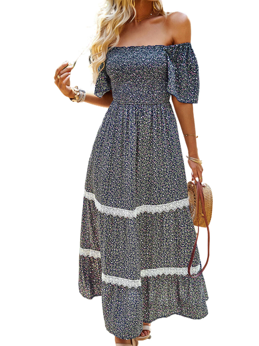 Women's Dresses Temperament Polka Dot Loose Short Sleeved Midi Dress