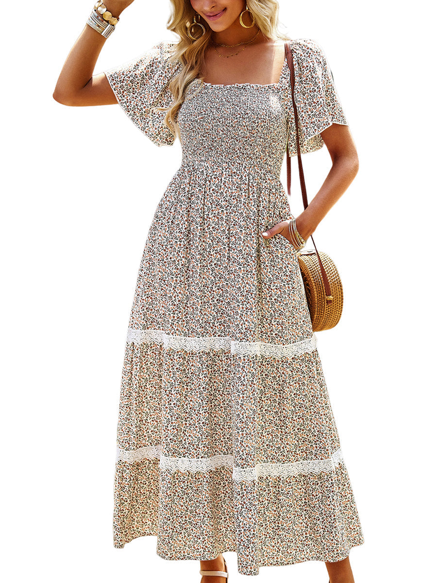 Women's Dresses Temperament Polka Dot Loose Short Sleeved Midi Dress