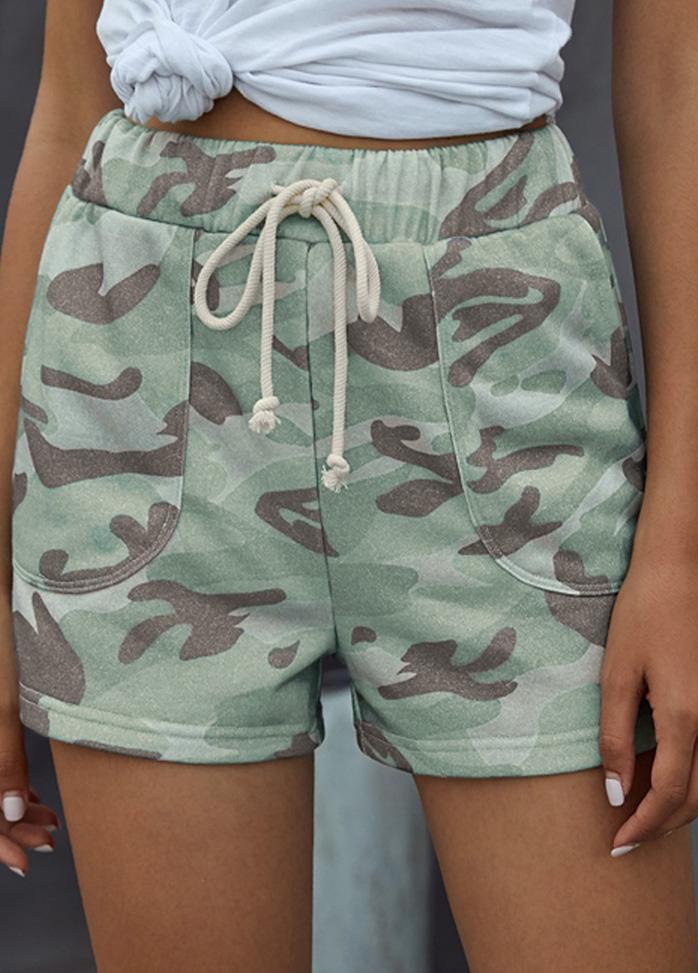 Camouflage Printed High Waist Shorts