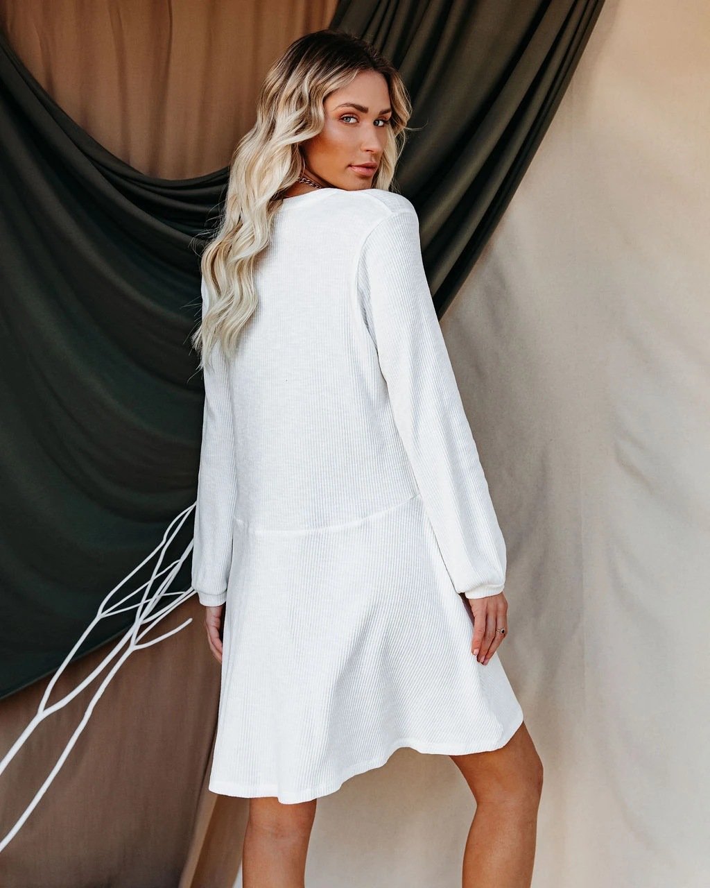 Casual Button Up Long Sleeve Midi Dress