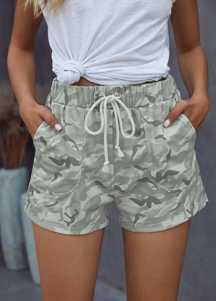 Camouflage Printed High Waist Shorts